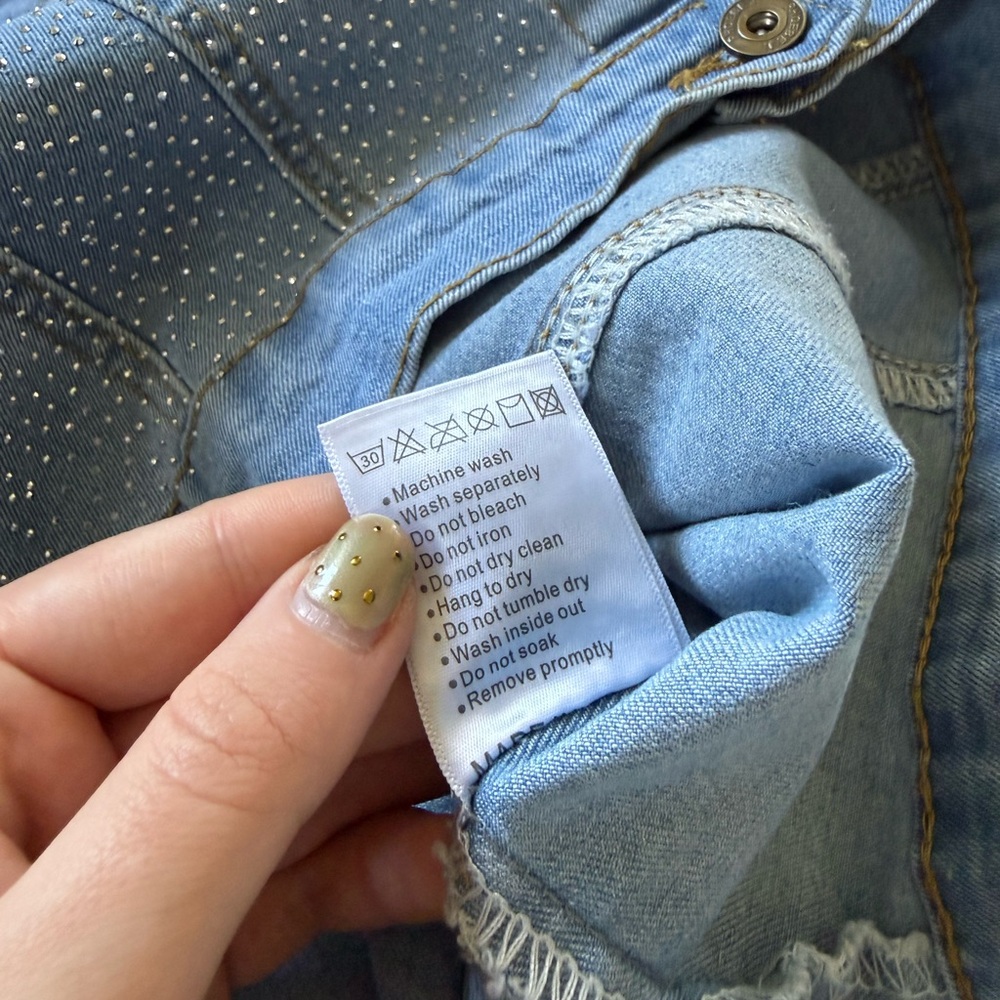 Phoebe J. Collection Rhinestone Bedazzled Blue Denim Jacket Sparkle Bridal Bride - Picture 16 of 16